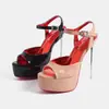 Moda Europeia e Americana Sexy Boate Passarela Versátil Emagrecedor Verão Plataforma Salto Alto Ultrafino 14cm Sandálias de Dedo Aberto para Mulheres