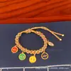 Cuerda de Mano del Dios de la Riqueza de Cinco Vías de Xizang Pulsera con Nudo de Flor de Durazno Pulsera Tejida Cuerda Roja para Pareja Tejida a Mano Colorida