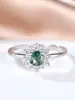 Anillo de Flor de Ágata Redonda de Plata de Ley S925 con Circonitas Microincrustadas Anillo de Moda Retro de Lujo Accesible Exquisito Elegante