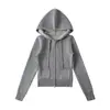 2522-25 Nuevo Estilo de Invierno Sudadera Cardigan Corte Delgado Top Adelgazante Chaqueta Tejido Estilo Europeo y Americano Con Capucha Forro de Polar