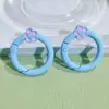 Chaveiro Redondo com Fivela de Mola Flor Pintada Cor de Doce Anel Abridor Acessórios para Fivelas de Joias DIY Atacado