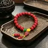 Pulsera de Joyería de Cinabrio de Alto y Bajo Contenido con Colgante de Pez Pequeño, Accesorios de Pulsera de Regalo al por Mayor