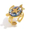Tendencia Nicho Transfronteriza Europea y Americana Anillo Abierto de Acero Inoxidable Chapado en Oro de 18 Quilates Línea Cruzada Flor Espina de Pescado Cangrejo Tortuga