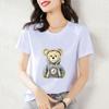 Camiseta Blanca Estampada de Manga Corta 95% Algodón para Mujer 2023 Nueva Moda Tallas Grandes Ropa para Mujer Look Adelgazante Tops para Mujer Venta al por Mayor