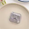 Estuche para Lentes de Contacto, Transparente, Sencillo, Portátil, Caja Mini Transparente Sencilla, Estuche Doble para Lentes de Contacto, No Necesita Girar la Tapa