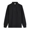 Camisa tipo polo de manga larga para hombre, primavera y otoño, corte holgado, casual y versátil, camiseta lisa para hombre