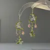 Pendientes de Botón Vintage "El Mago de Oz" Gota de Agua Verde Fresca Mariposa Primavera Verano