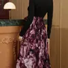 Aliexpress Amazon Comércio Exterior Outono Novidades Transfronteiriço Comércio Exterior Roupas Femininas Vestido Vestido Estampado Patchwork de Manga Longa