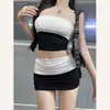 [Venta al por mayor transfronteriza] Traje Estilo Chica Caliente 2026 Nuevo Estilo Conjunto de Dos Piezas Sexy con Top Corto de Retazos y Falda Ajustada al Cuerpo para Mujer