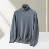 Suéter de lã masculino para outono e inverno, suéter gola alta de cashmere, suéter interno de tricô de lã com gola dupla masculina