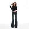 26 Jeans Slimming Retro Americano de Tiro Bajo Micro-Campana para Mujer High Street Pierna Recta Estrecha No Pegados a la Pierna Pantalones de Largo Hasta el Suelo Dropshipping