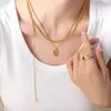 Diseño Nicho Accesorios Spice Girl Europeo y Americano ins Estilo Frío Borla Diamante Redondo Colgante de Marca Collar Apilado para Mujer P658