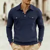 Amazon Aliexpress Transfronteiriço Outono e Inverno Masculino Pesado Manga Longa Polo Casual Gola Reversível Esportivo Multibolsos Moletom para Homem