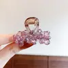 Pinza para el pelo pequeña de garra morada con cristal y diamantes completos estilo coreano de lujo ligero, pinza lateral de alta gama a la moda, exquisita pinza para el pelo de princesa para mujer