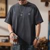 2025 Nueva Camiseta Americana Retro de Manga Corta para Hombre Holgada Talla Grande Marca de Moda Verano Peso Pesado Cuello Redondo Camiseta Moda