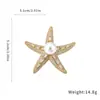 Broche Estrella de Mar Zirconia Perla Chapado en Oro Real de 14K, Broche Elegante de Moda Retro, Adorno de Pecho de Lujo Ligero de Alta Gama para Mujer