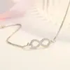 Kalemei Wish Aliexpress Exportación Nuevo Pulsera de Ojo de 8 Caracteres Blanca Bañada en Oro Lazo Diamante Pulsera para Mujer