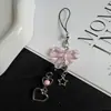 Colgante para teléfono con forma de corazón y lazo rosa girly, colgante de cámara CCD, colgante hecho a mano con cuentas, colgante para bolso