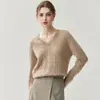 Suéter Feminino de Cashmere Grosso com Tranças, Slimming e Elegante, Loose, Novo Outono e Inverno, Gola V, Tricô Pulôver, Top Feminino