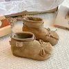 Botines Cortos de Terciopelo para Niñas Botas tipo Martin de una Sola Capa para Niños 2026 Nuevo Estilo de Otoño Botas Hinchadas con Lazo para Niñas Botas Individuales