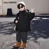 Ropa de Invierno para Niños Parka Estampada Tricolor con Felpa Ropa de Algodón Gruesa y Cálida Estilo Coreano para Niños Pequeños y Medianos Ropa de Algodón de Invierno