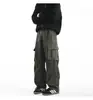 Pantalones cargo de bolsillo múltiple retro americano de calle alta para primavera y otoño transfronterizos para hombres y mujeres, pantalones casuales simples holgados de corte limpio