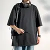 Camiseta de Manga Curta com Estampa de Gipsófila para Homens, Novo Estilo Verão 2025, Top Meia-Manga Estilo Americano Preto de Seda Gelada para Homens