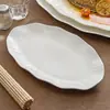 Plato de Cerámica para Pescado de Fábrica Plato para Pescado al Vapor para el Hogar Lujo Ligero Sentido Avanzado Vajilla Simple Plato Ovalado Plato para Pescado Tamaño Grande