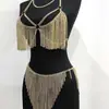 Juego de Cadena para el Pecho y Cadena para la Cintura Estilo Europeo y Americano Transfronterizo WMS, Disponible en Tres Colores, Accesorio de Cadena de Cuerpo Metálico