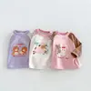 Bonita capa base forrada de forro polar para niñas, colección otoño/invierno 2026, top de color block de dibujos animados para bebés, ropa de invierno para niños, zdy6567