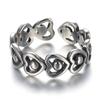 Weihua Fashion Chain Anillo para Mujer Vintage Plata Yintai Plata Lisa Cadena Antigua Corazón de Amor Abierto Plateado Estilo Coreano
