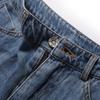 Jeans Feminino Casual de Verão Color Block, Modelagem Solta Emagrecedora com Barra Desfiada, Corte Reto Único de Cintura Alta Que Faz as Pernas Parecerem Mais Longas, Estilo Fino para o Verão