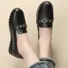Mocassins Versáteis de Couro Macio para Mães, Sapatos Antiderrapantes de Solado Macio para Primavera e Outono para Meia-Idade e Idosos, Sapatos Planos de Couro Confortáveis, Sapatos de Trabalho
