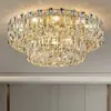 Luminária de teto de cristal para sala de estar e escritório de luxo leve, lustre redondo moderno e simples para quarto e sala de jantar, decoração de casa com um toque elegante e luxuoso