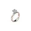 Moda Transfronteriza Compromiso Europeo y Americano Anillo de Diamante Cuadrado Princesa Temperamento Joyería Exquisita Anillo Abierto de Gama Alta