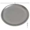Plato Redondo Retro de Acero Inoxidable en Gris Nieve, Extra Grueso con Borde, Plato de Cena Redondo para Restaurante, Filete, Estilo Vintage de Lujo Ligero