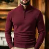 Suéter de Tricô Quente de Venda Cruzada para Comércio Exterior Outono-Inverno com Gola Meia-Alta e Zíper, Tamanho Grande Ajustado ao Corpo Suéter da Moda para Camadas