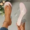 Sandalias transparentes de cristal de tacón alto, estilo nuevo 2026, talla grande, con pedrería, adecuadas para uso en exteriores, populares en Europa y América, material PU