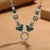 Colar Borboleta Esmalte Cloisonné Requintado Retrô para Mulheres, Colagem Artesanal Fashion e Simples Estilo Étnico Versátil