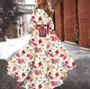 Vestido de Primavera y Otoño 2025 Europeo y Americano Nuevo Transfronterizo Amazon Estampado de Gran Oscilación Elegante Gasa Floral Delgado Largo