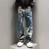 Jeans Rectos Holgados de Pierna Ancha para Hombre, Pantalones Cuadros de Primavera, Marca de Moda, Nuevo Estilo Genial, Algodón Mosaico