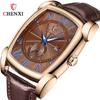 CHENXI Reloj Nuevo cuadrado Reloj de Hombre Correa calendario resistente al agua reloj de cuarzo Oro Rosa Amanecer Reloj 8209
