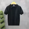 Camiseta tipo polo de manga corta de color liso para hombre, estilo retro japonés old money, top de punto casual y elegante para el verano, para ir al trabajo