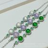 Pulsera al por mayor de Calcedonia de Hielo Alto con Incrustaciones Plateadas y Paniculata, Exquisita y Moderna Pulsera de Calcedonia Ágata Blanca Jade para Mujer