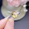 Anillo de Citrino Amarillo Natural con una Piedra Suelta Completamente Limpia de 6*8mm, Hecho de Plata de Ley 925 Chapada en Oro de 18K
