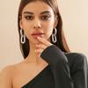 Pendientes de gota de agua con aro metálico geométrico de moda transfronteriza europea y americana, pendientes de cadena sencillos que combinan con todo para mujer.