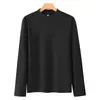 Camiseta de manga larga de terciopelo alemán de cuello medio alto, doble cara cepillada, para otoño e invierno, capa base térmica para hombre, camiseta interior para hombre