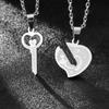 Colar de Casal com Quebra-Cabeça de Chave em Aço Inoxidável em Formato de Coração Transfronteiriço, Pingente de Amor Destacável, Colar Personalizado de Nicho em Aço Titânio