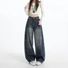 Naranja Infantil # Jeans de Pierna Ancha para Mujer con Adornos de Pedrería, Corte Holgado, Adelgazantes, Modernos, Versátiles y Favorecedores.