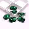 Piedra Suelta Esmeralda Nano Verde Forma Ovalada, Gema Esmeralda Forma de Huevo con Base Puntiaguda para Fabricación de Joyería DIY